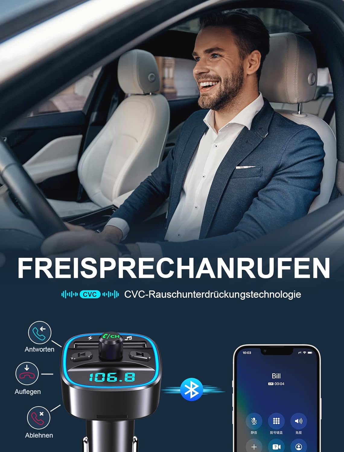 Detalle de Mohard Bluetooth FM Transmitter 12–24V