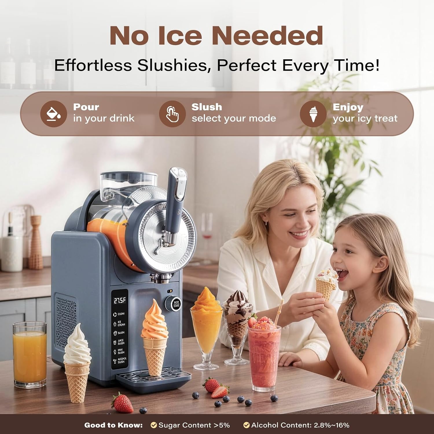 Thumbnail 3 de SYINTAO Slushie Machine No Ice Needed: 2-in-1 Frozen Drink & Soft Serve Ice Cream Maker
