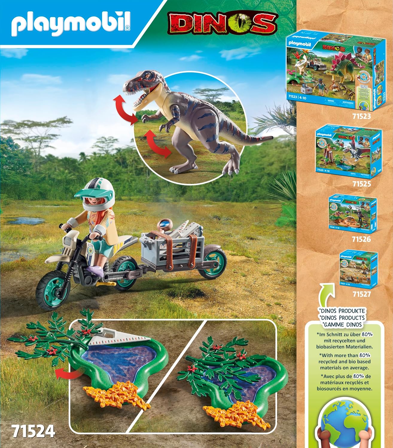 Thumbnail 4 de PLAYMOBIL Dinos 71524: Sulle Tracce del T-Rex – Ricerca dell Tyrannosaurus con Motocicletta