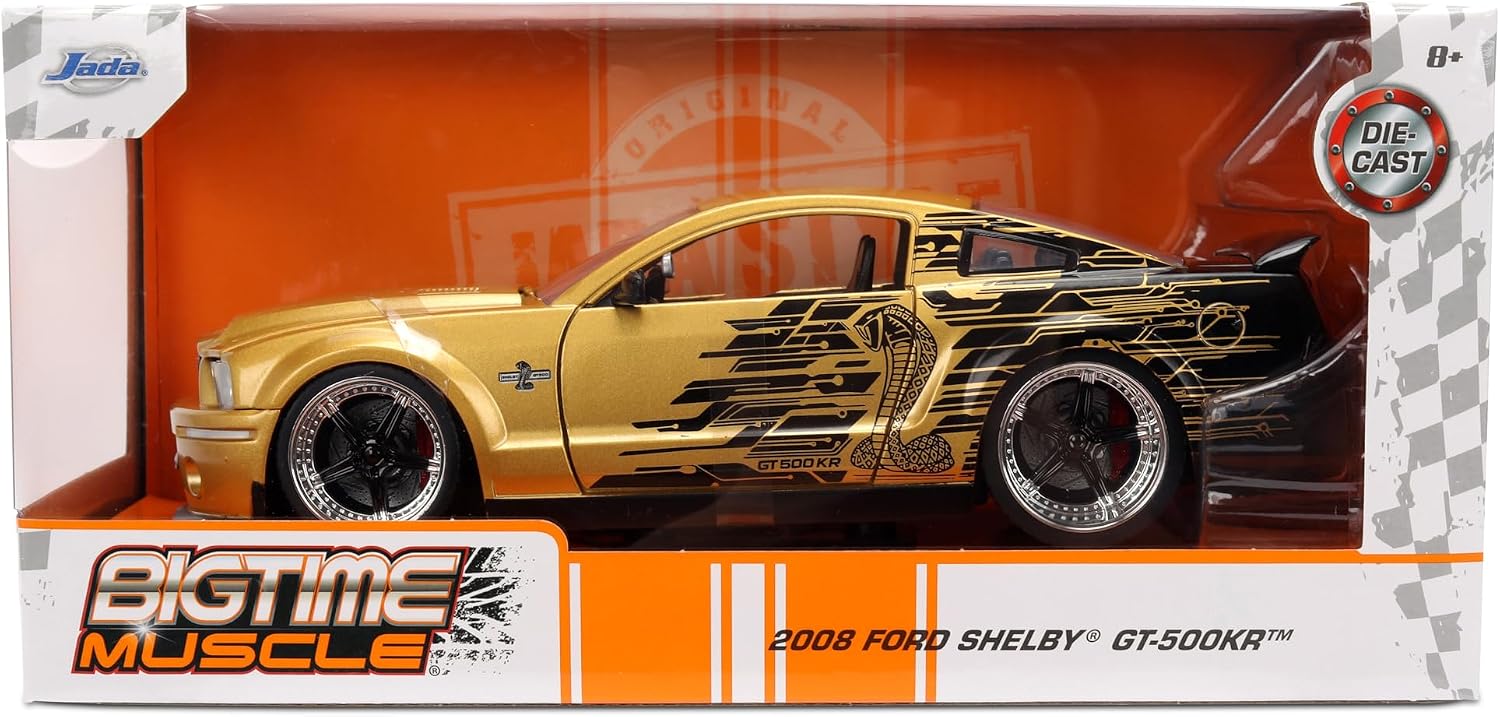 Detalle de Jada Toys ビッグタイム マッスル 1:24 2008 フォード シェルビー GT-500KR ダイキャストカー ゴールド&ブラック