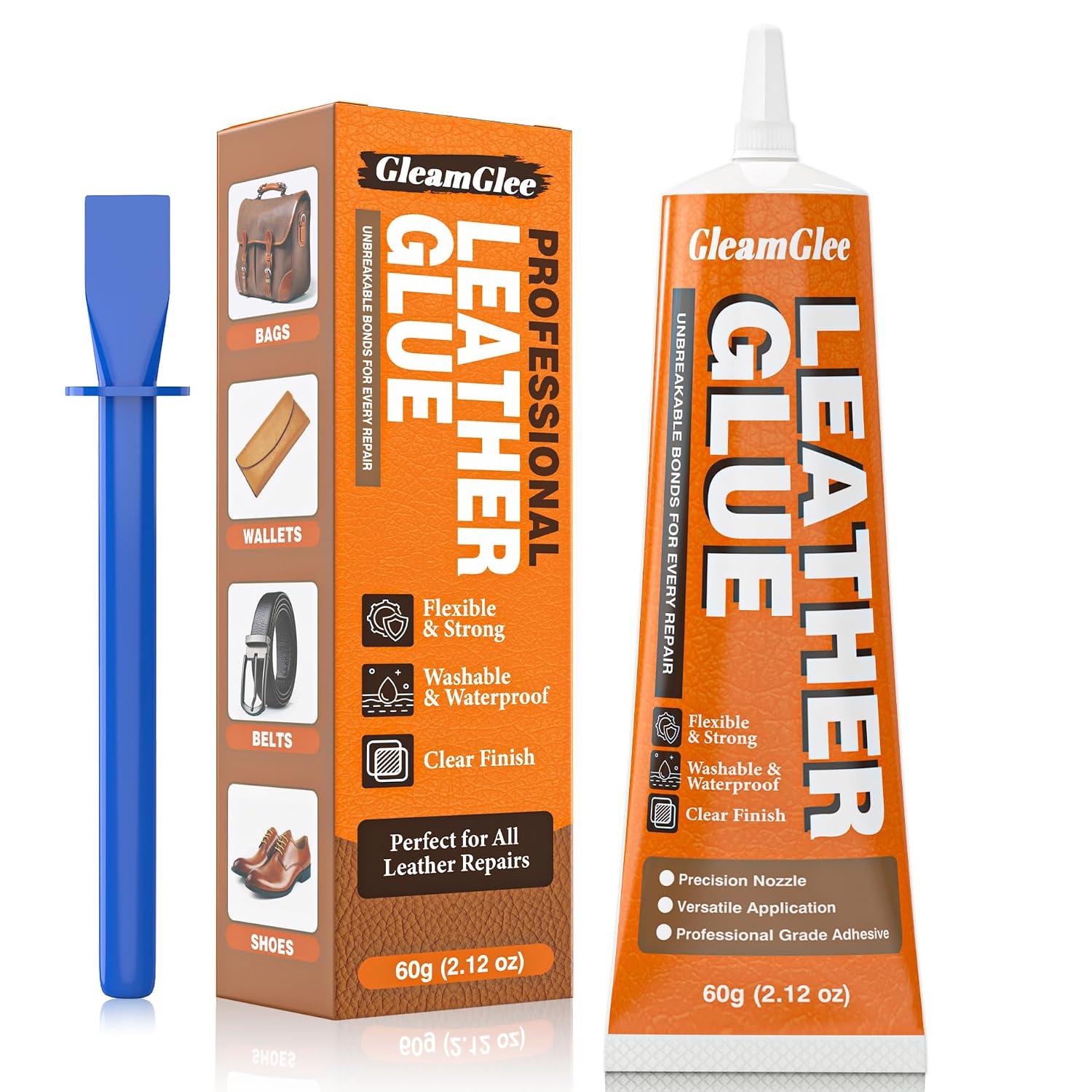Detalle de GleamGlee GF-4 Leather Glue, Waterproof Flexible Adhesive, Metal Tip, 60 ml
