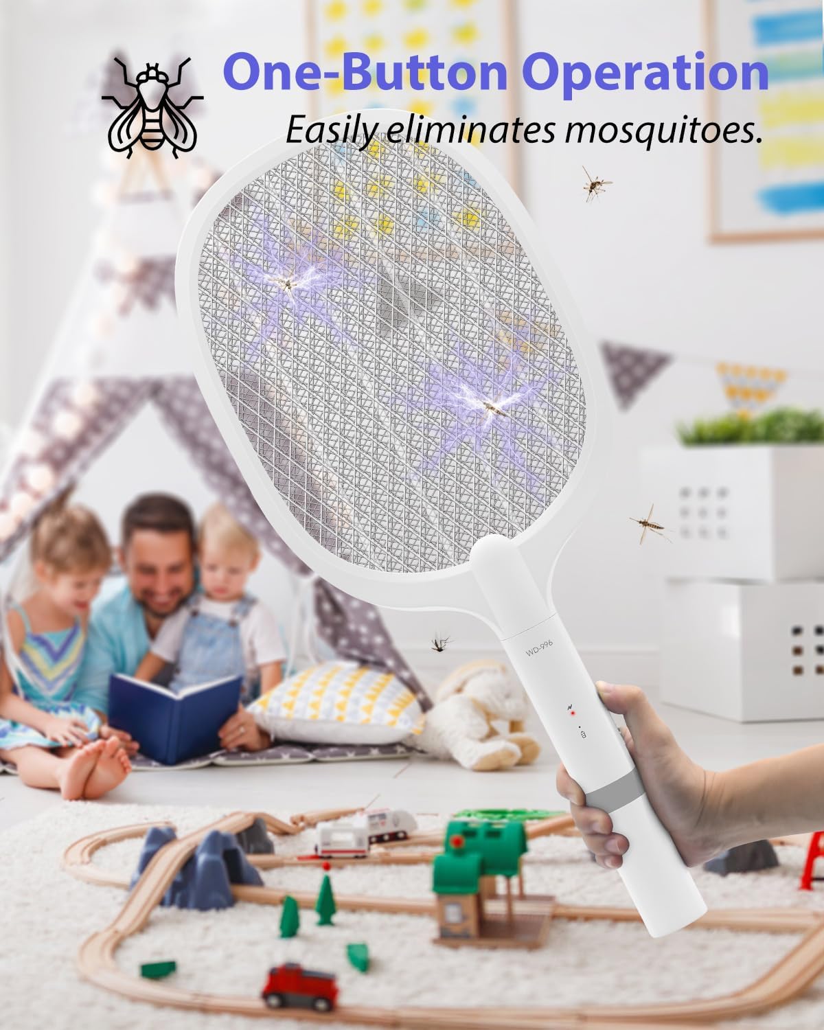 Thumbnail 2 de AOKKR Fly Zapper: Electric Insect Killer 1800mAh Rechargeable Racket (4000V) with LED Light