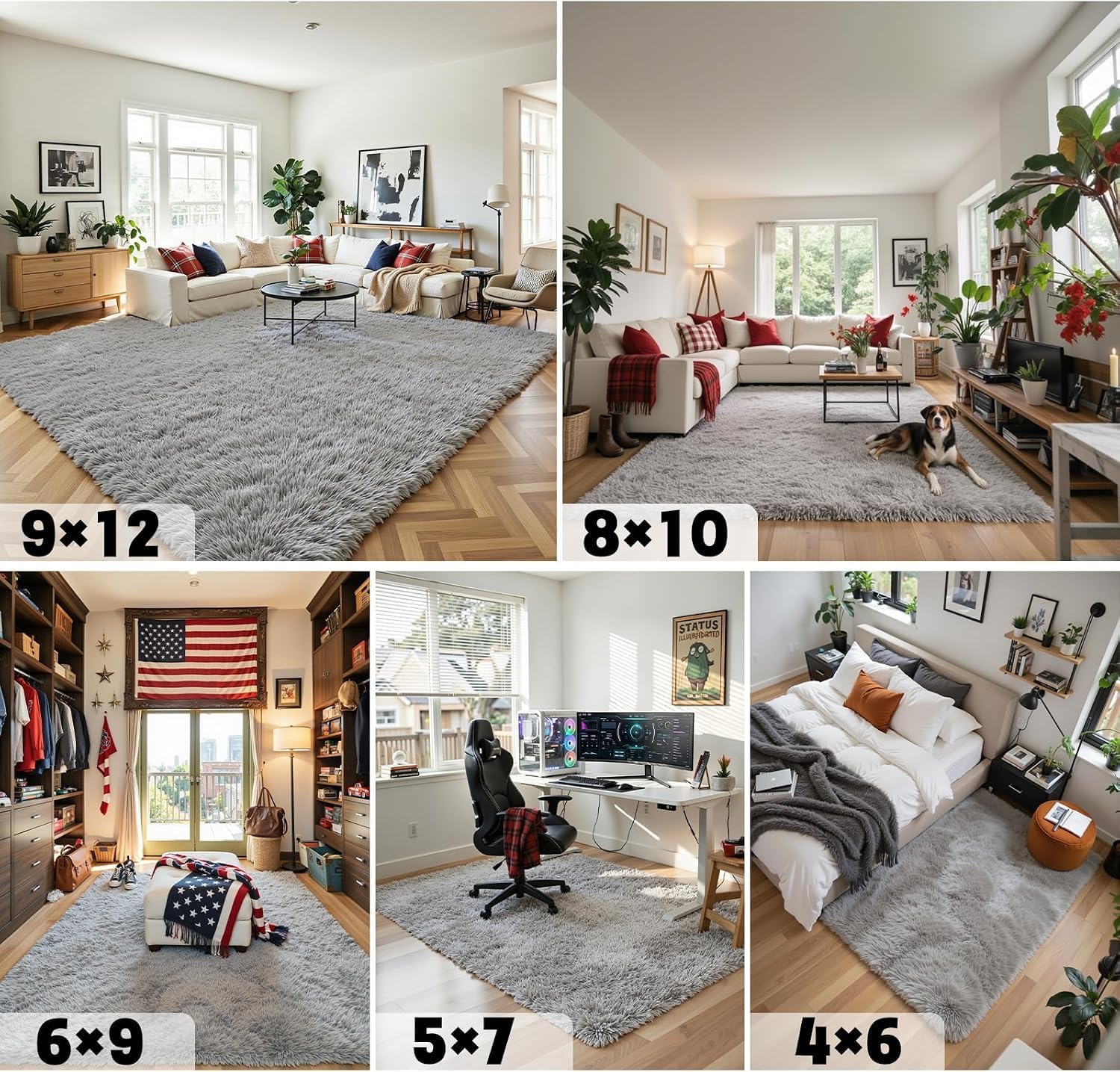 Thumbnail 6 de junhejiamei 8x10 Shaggy Area Rug for Bedroom 🏡