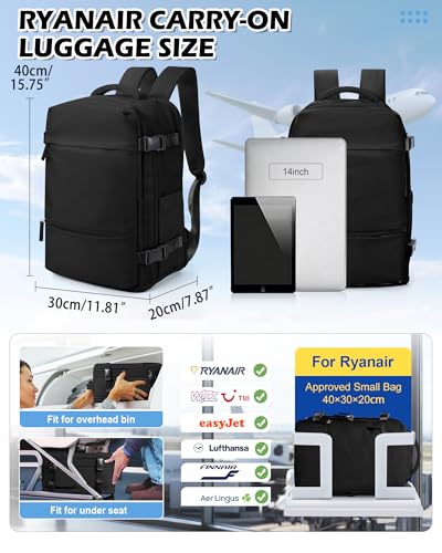 Thumbnail 2 de BJLFS Mochila al vacío con bomba (40x30x20) para cabina, compatible con Ryanair y Wizz Air, impermeable