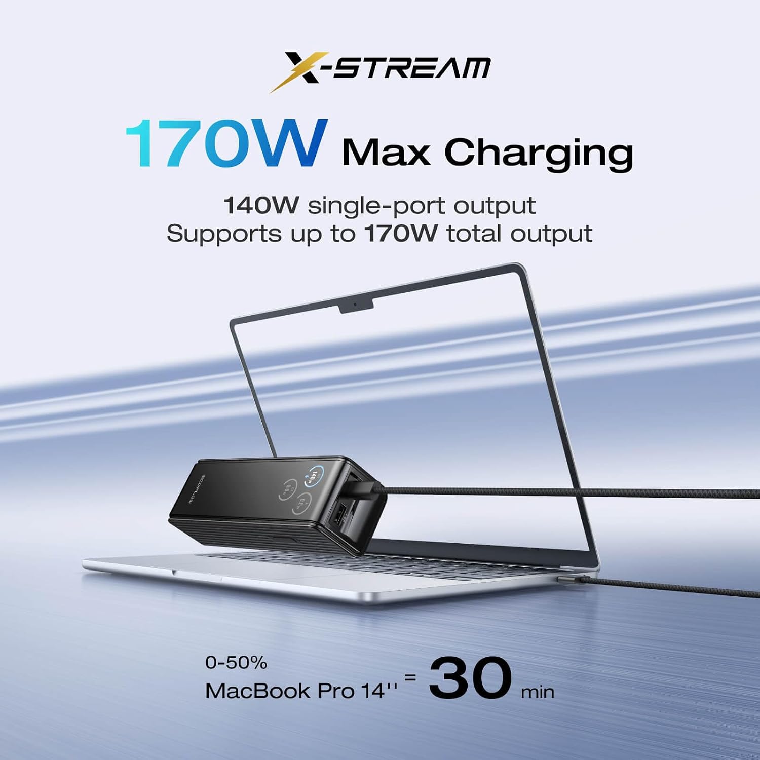 Detalle de EcoFlow Laptop Power Bank 25000mAh 170W with Dual 140W USB-C Ports