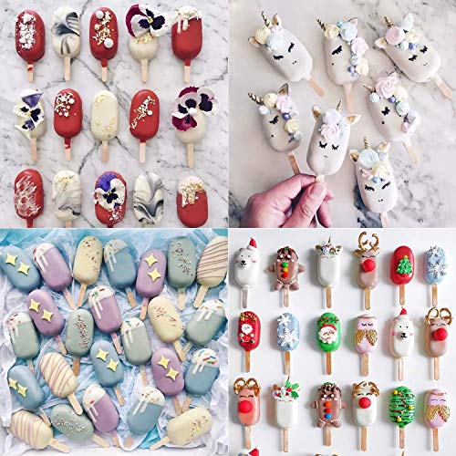 Detalle de Moldes Helados Loiina – 2 Unidades, 4 Cavidades, 50 Palos de Madera, Silicona sin BPA