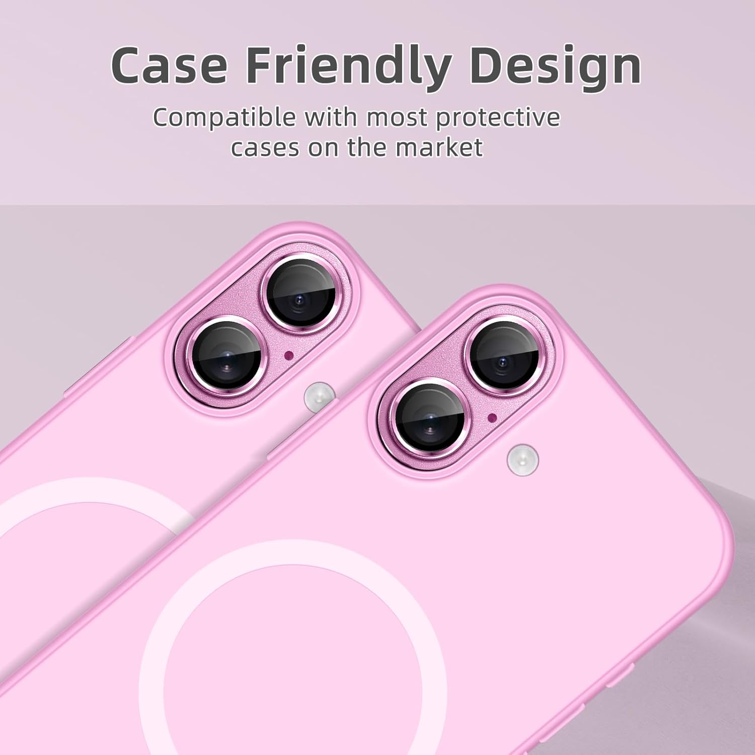 Detalle de SumRioo Kameraschutz für iPhone 16/16 Plus – Kamera-Panzerglasfolie aus Aluminiumlegierung, 9H Härte, rosa