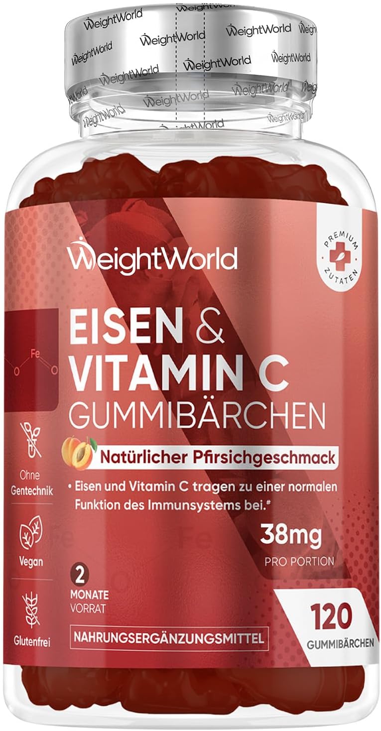 Detalle de WeightWorld Eisen & Vitamin C Gummibärchen – 120 Gummies, 2 Monate Vorrat