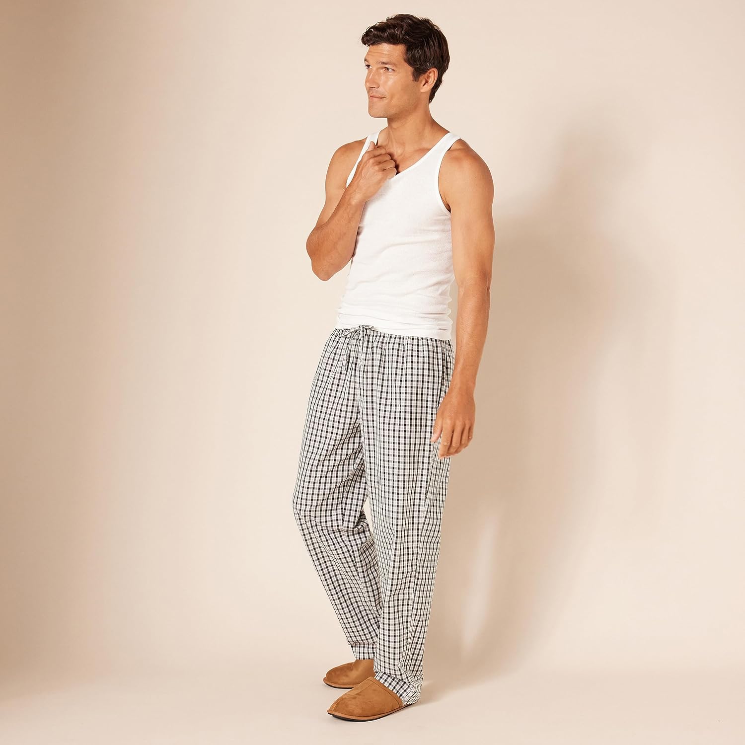 Thumbnail 3 de Amazon Essentials Herren gewebte Straight-Fit Pyjamahose mit Taschen aus Baumwoll-Popeline