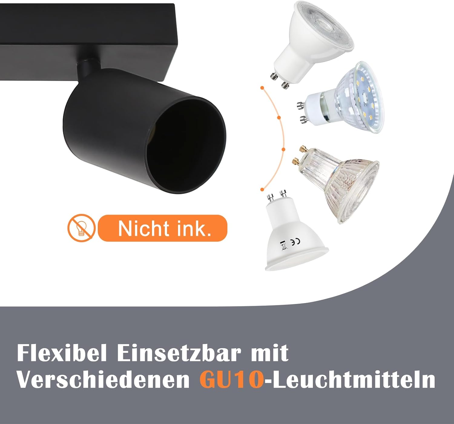 Thumbnail 2 de Homefire LED Deckenstrahler 6-flammig GU10 – Deckenlampe Schwarz, 350° schwenkbar
