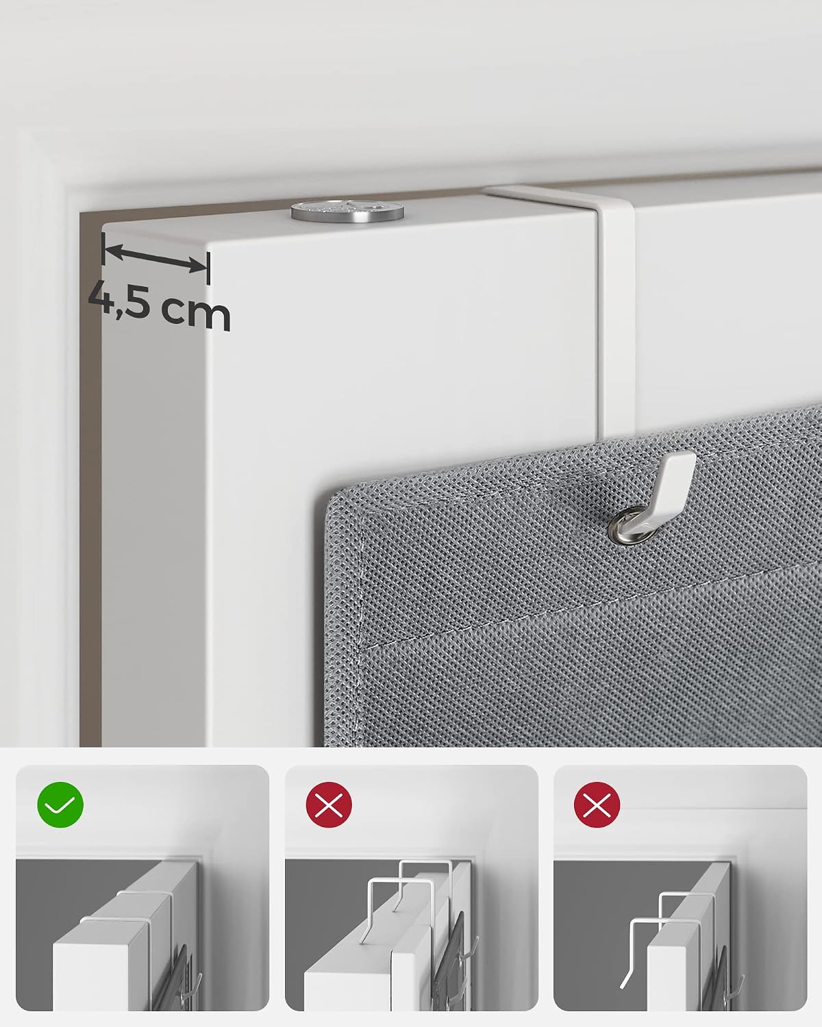 Detalle de SONGMICS TINA RDH004G11 ophangrek met 4 vakken, grijs