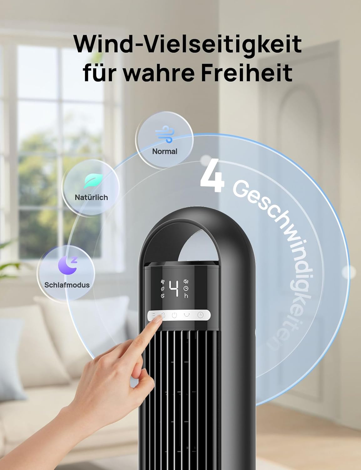 Thumbnail 5 de DREO Leiser Turmventilator mit Kühlung, Fernbedienung & 90° Oszillation – Leiser Tower Fan für Schlafzimmer