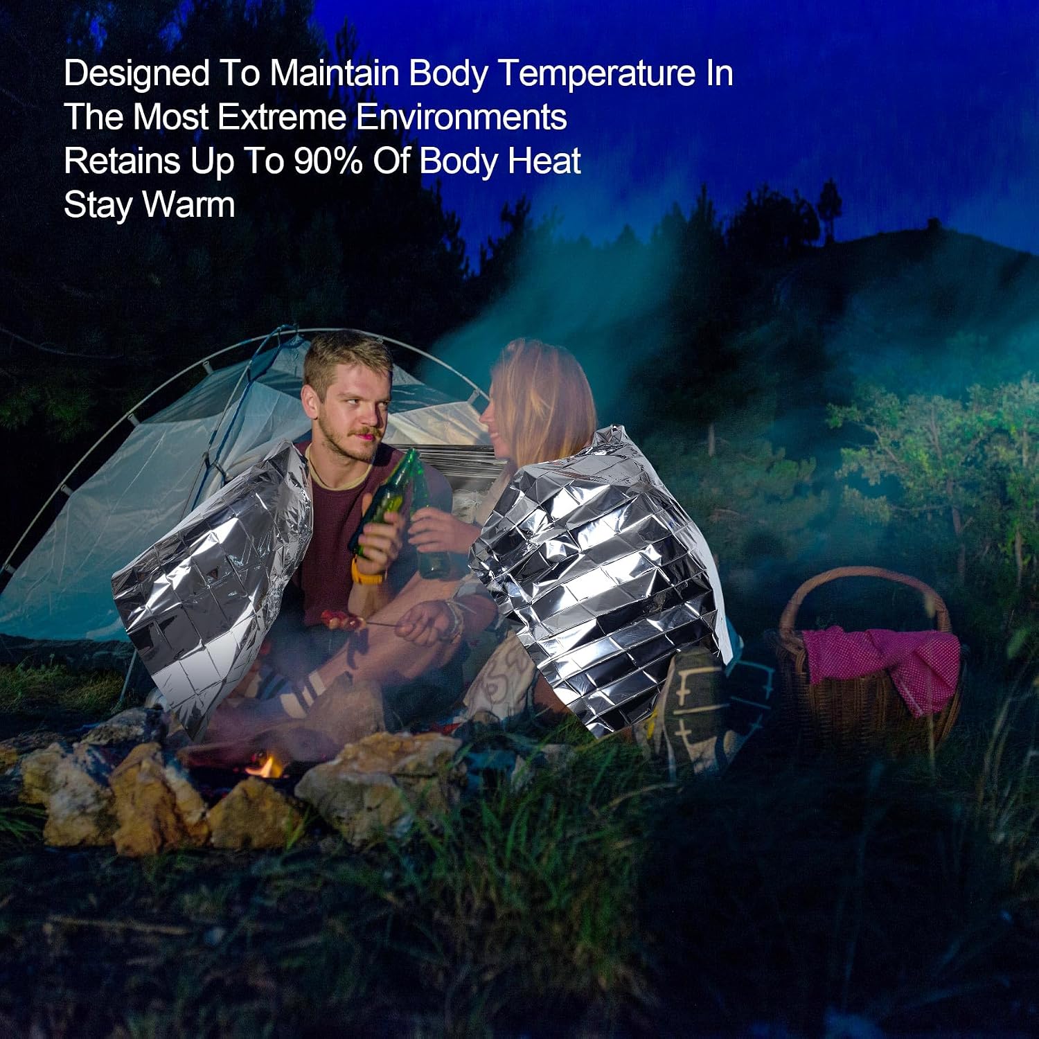 Detalle 2 de Rasupro Emergency Blankets, 9-Pack Mylar Thermal Survival Blankets