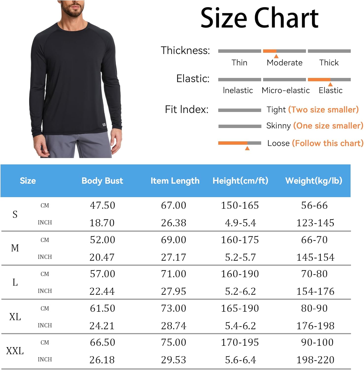 Thumbnail 4 de AMZSPORT Maglietta UV Uomo Rashguard UPF 50: protezione solare, traspirante e asciugatura rapida per pesca, surfing e outdoor