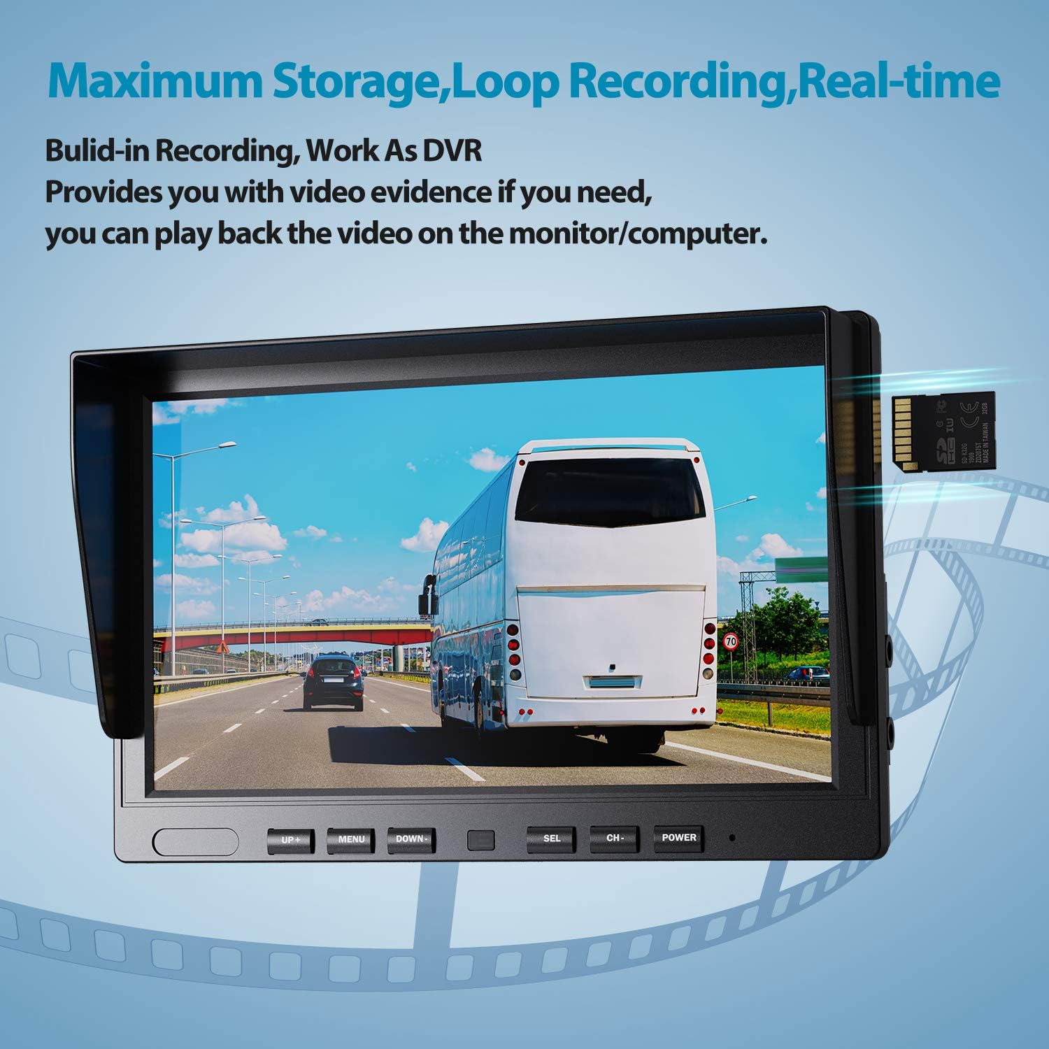 Thumbnail 4 de eRapta 10" Wired Reversing Camera Kit with Dual 1080P Monitor and Front/Rear Cameras