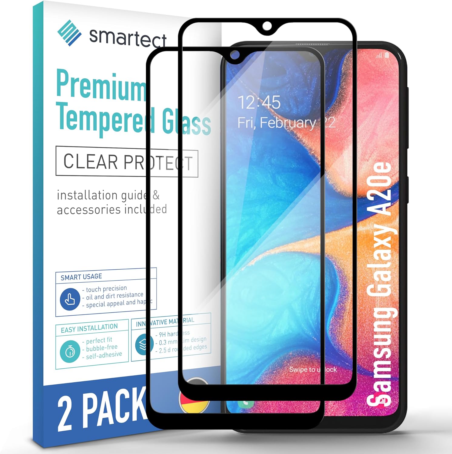 Detalle de smartect Verre Trempé Full Screen 2 pièces (Clear) pour Samsung Galaxy A20e – protection écran 9H