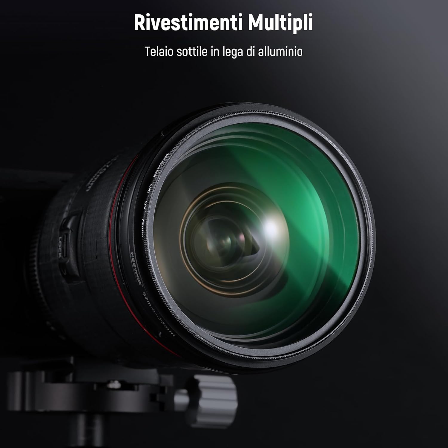 Detalle de NEEWER Kit Filtri 72mm UV, CPL e ND4 con Custodia Rigida – Set completo per obiettivi 72mm