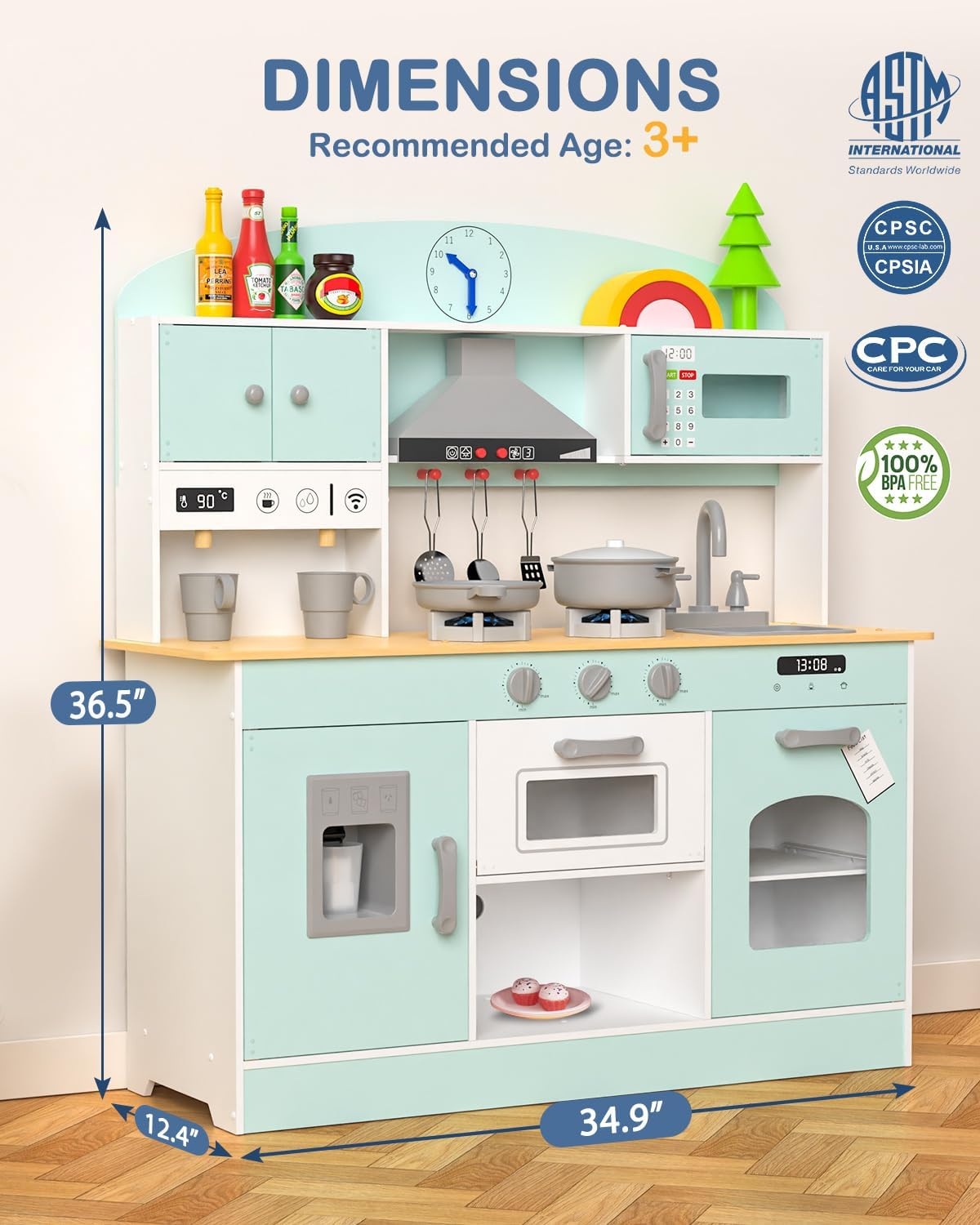 Thumbnail 5 de Babytronic Wooden Play Kitchen Set for Ages 3+ 🍽