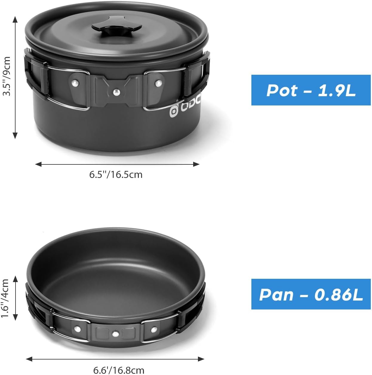 Thumbnail 2 de Odoland Camping Geschirr-Set mit Antihaft Topf und Pfanne – 17-teiliges Outdoor-Kochset aus Edelstahl