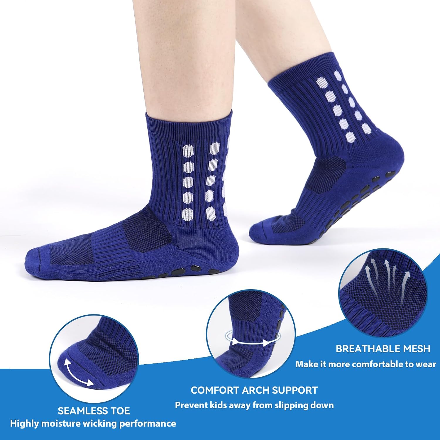 Thumbnail 2 de ZXOLDZX Kids Grip Soccer Socks, 3 Pairs