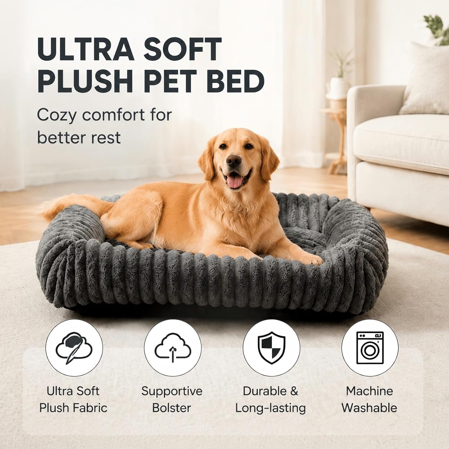 Thumbnail 5 de Oveppy Dog Bed 25 x 21 x 8 inch for under 30 lb dogs