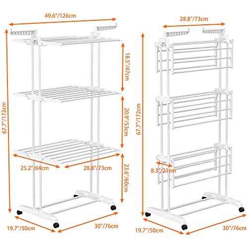 Detalle de HOMIDEC Etendoir Linge Interieur Exterieur, 4 Niveaux – Blanc