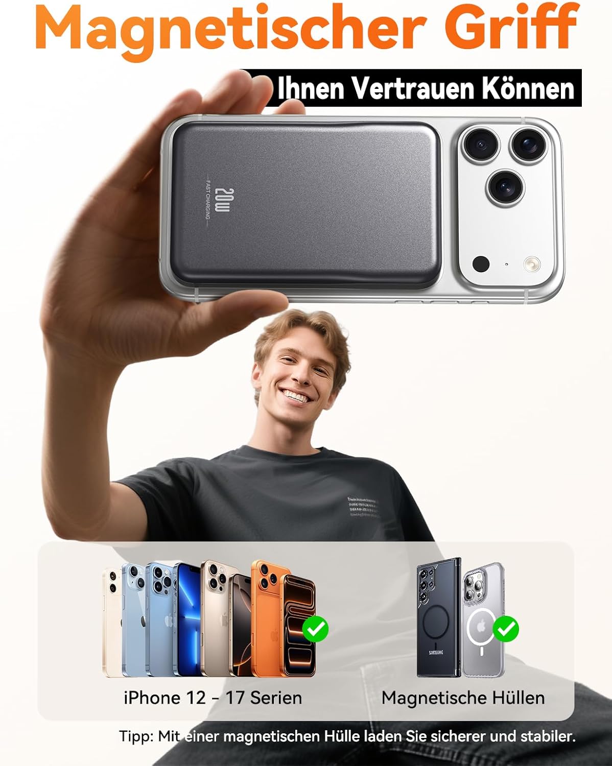 Detalle de Magnetische Powerbank 10000mAh 20W PD