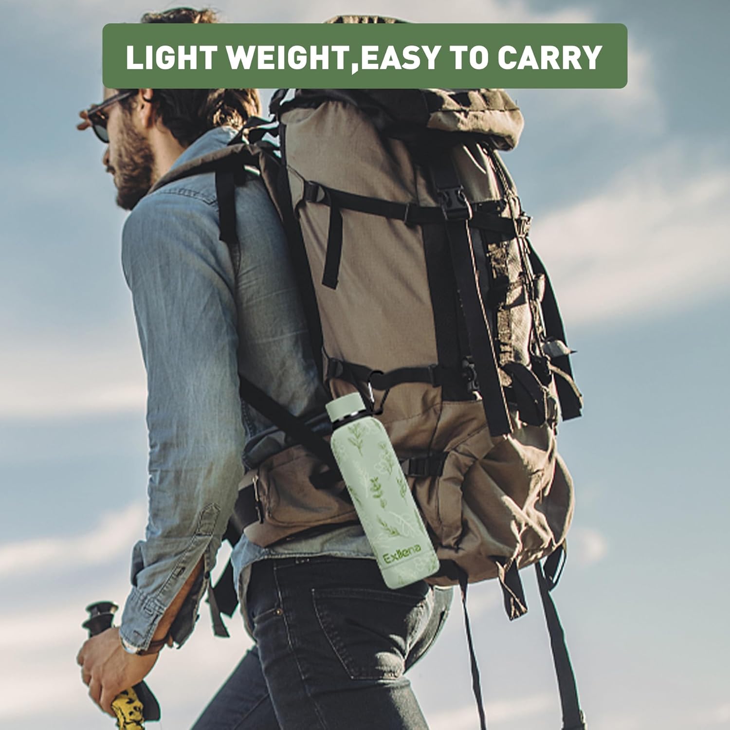 Thumbnail 6 de Exllena Insulated Water Bottle 500ml with Clip (Double Wall Vacuum Flask) – Floral