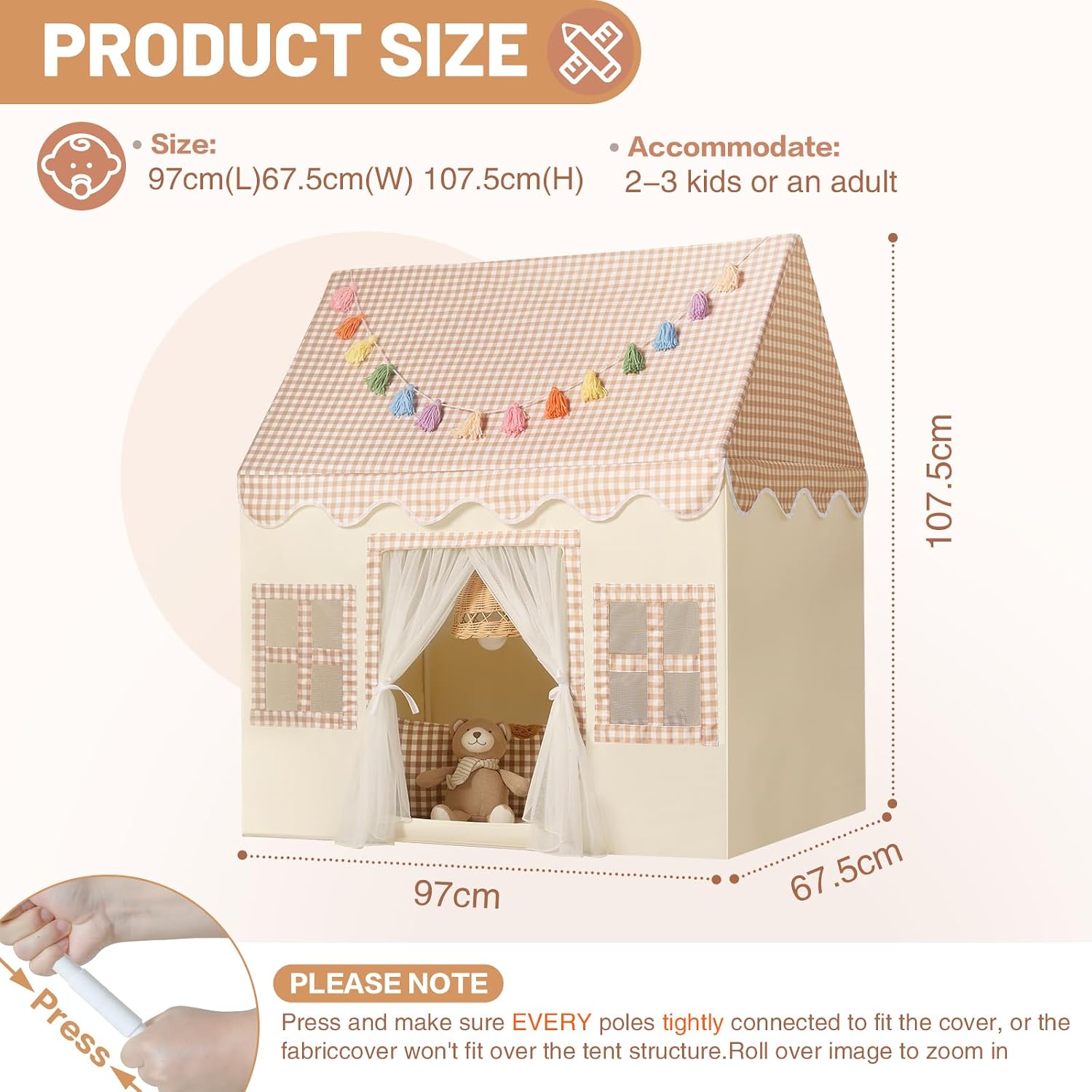 Detalle 1 de Wilwolfer Kids Play Tents Indoor Princess PlayHouse