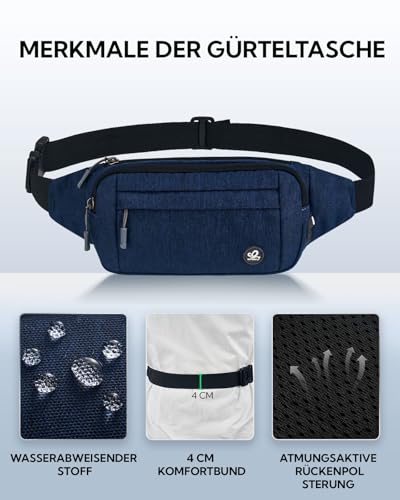 Detalle de WATERFLY Bauchtasche Damen Herren Sport Gürteltasche Klein Hüfttasche