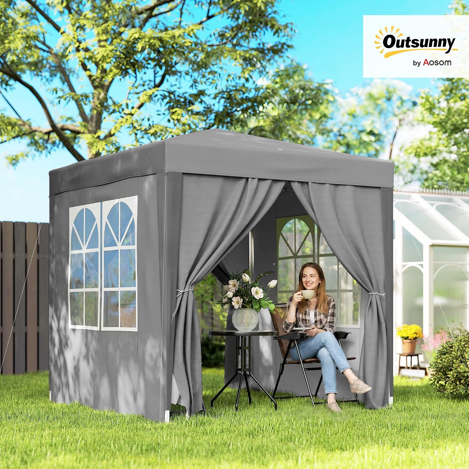 Detalle 2 de Outsunny 2x2m Pop Up Gazebo Grey