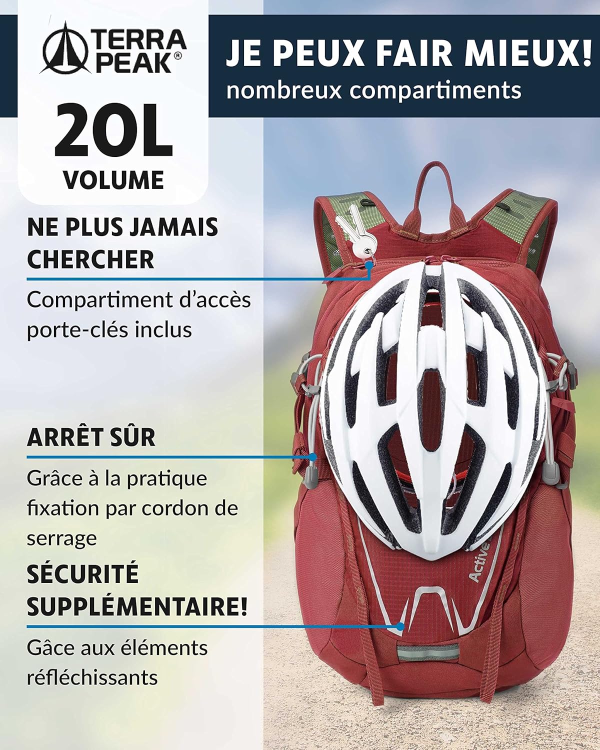 Thumbnail 3 de Terra Peak® Sac à dos de randonnée 20L ACTIVE 20 — polyvalent et respirant pour homme et femme