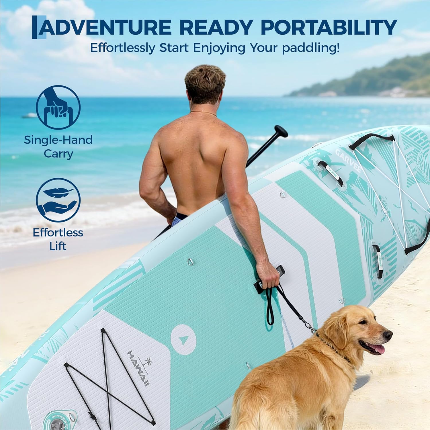 Thumbnail 5 de GarveeHome Premium SUP Board Set (aufblasbar) mit universalem Kamerahalter, verstellbarem 3-teiligen Paddel & Komplettzubehör