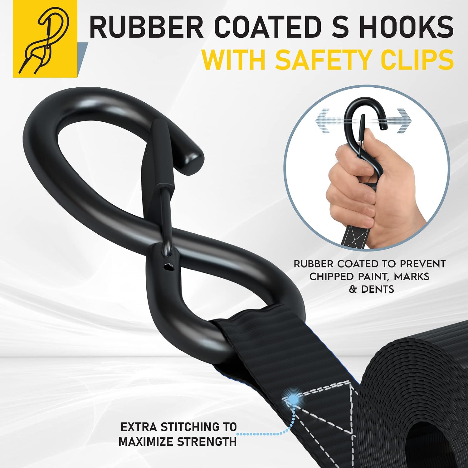 Detalle de AUGO Ratchet Tie Down Straps – 2 Pack, 4.5M, 1000kg Break Strength