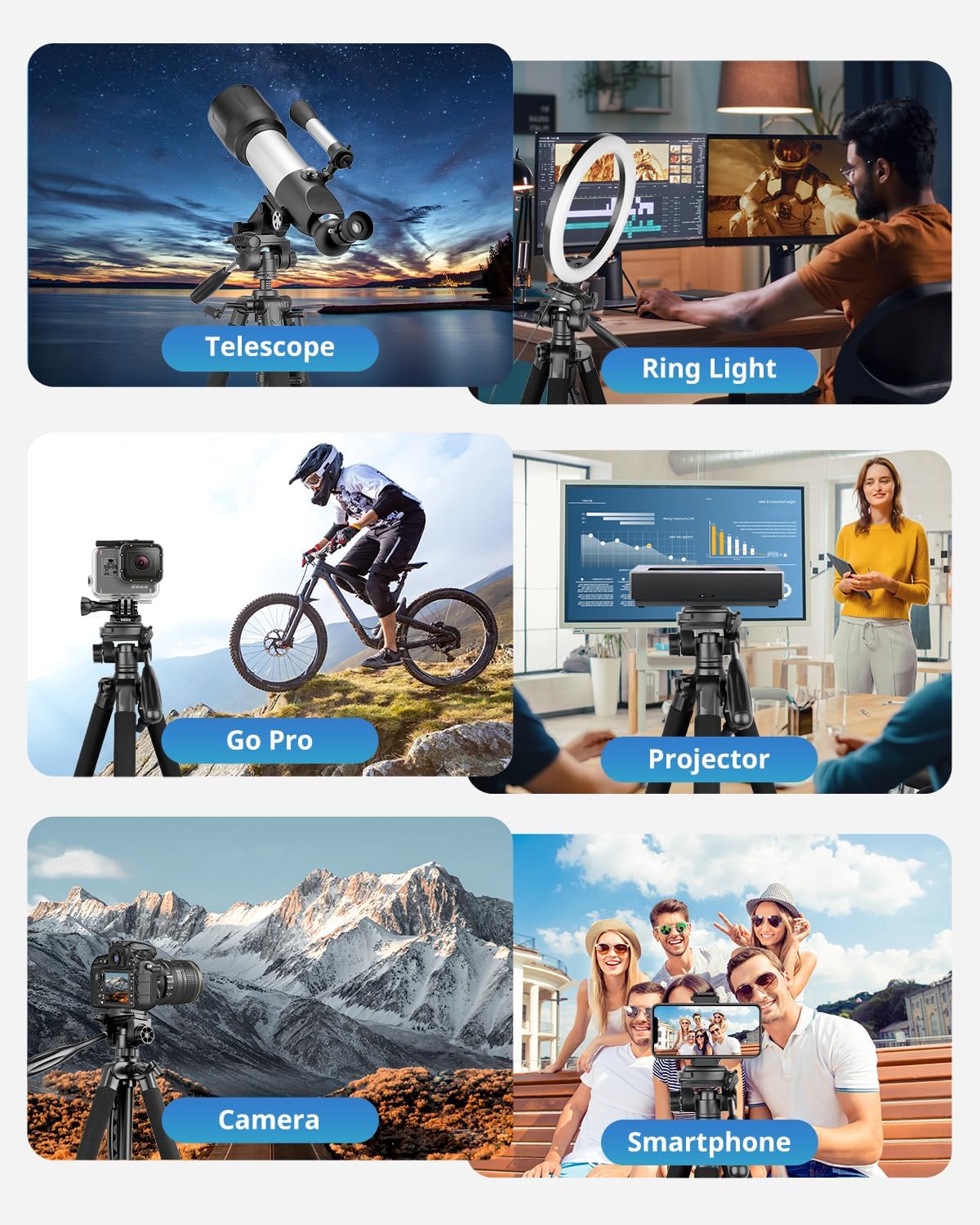 Thumbnail 3 de UBeesize Kamerastativ (188 cm) mit Handyhalterung und Fernbedienung für Telefon, DSLR & Spektive