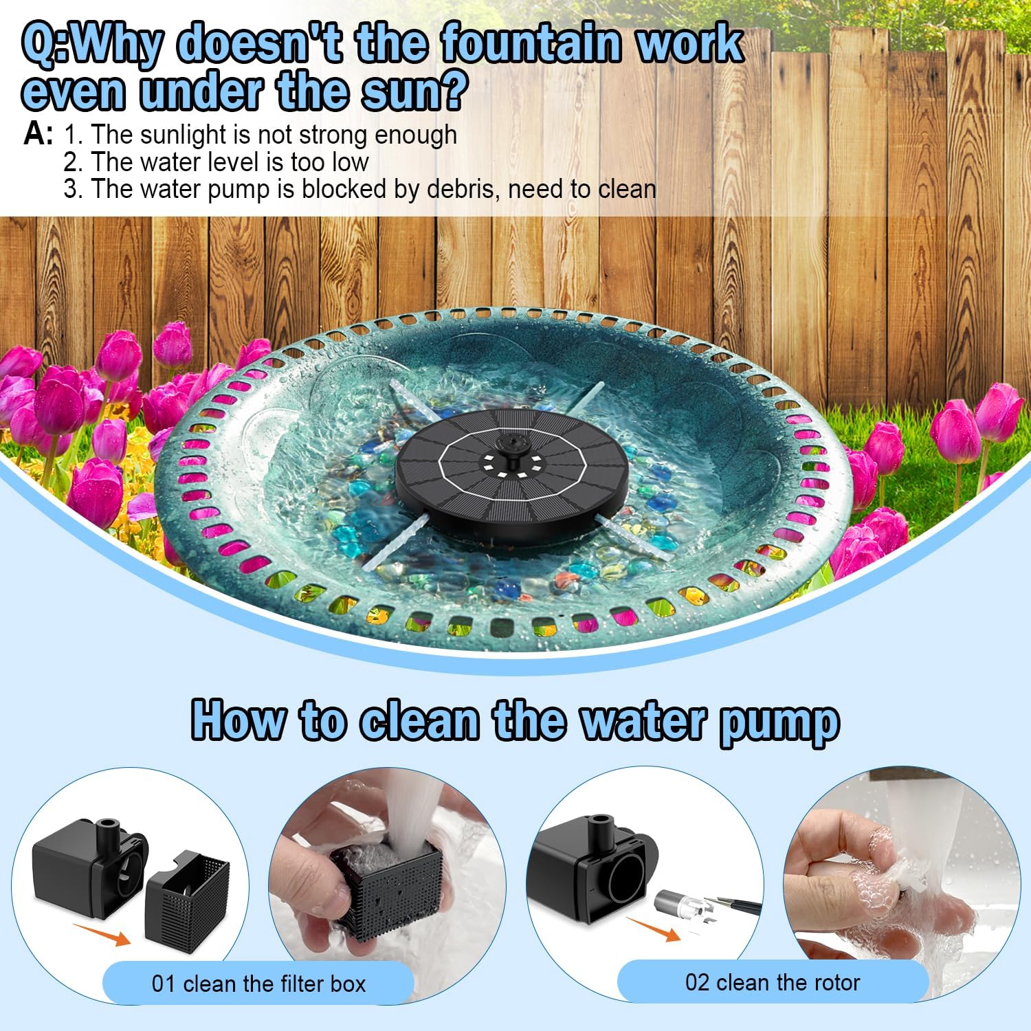 Thumbnail 3 de SZMP Solar Springbrunnen 3.5W – Upgraded Solar Teichpumpe mit 8 LEDs und 8 Düsen
