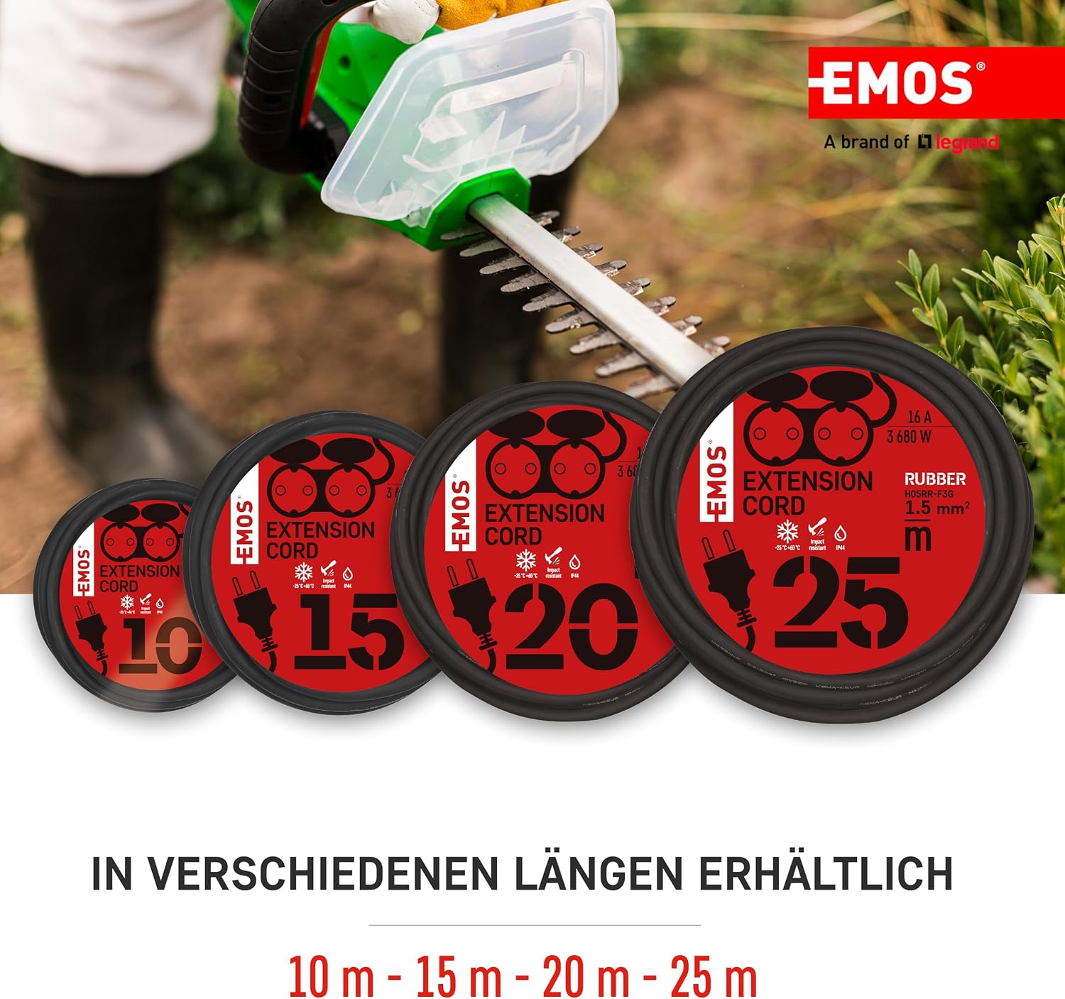 Thumbnail 3 de EMOS IP44 Verlängerungskabel 10 m – 2 Schuko-Steckdosen, wasserdicht und robust