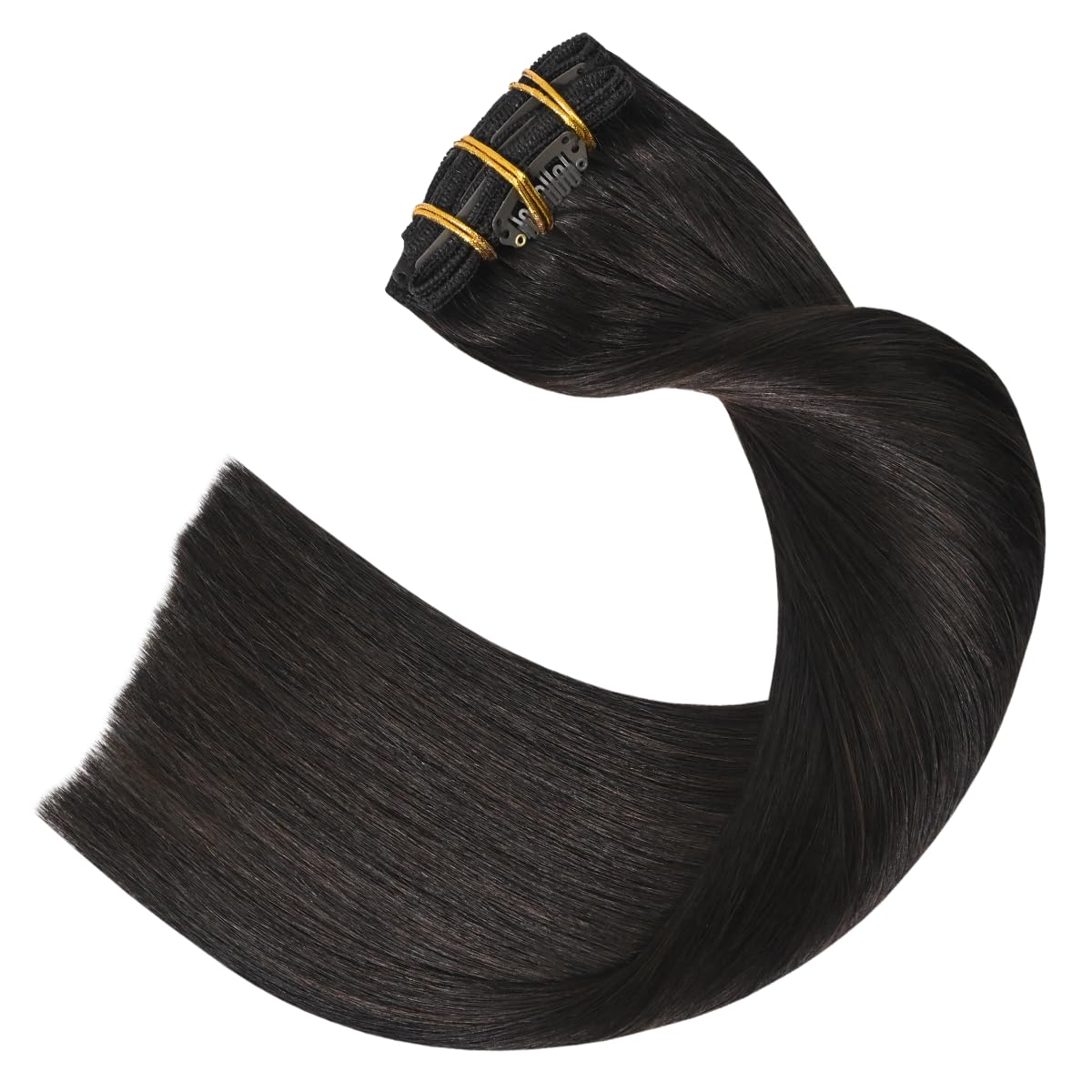 Detalle 2 de UGOTRAYS Dark Brown Clip-in Hair Extensions (70g, 22 inches, 100% Remy Human Hair) — 7 Pieces / 16 Clips, #2