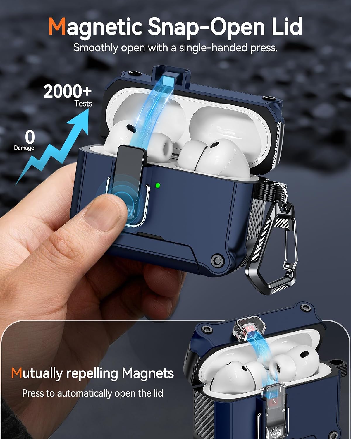 Detalle de Tecolu AirPods Pro 3 Case 2025, Hybrid Protective Case with Lock and Stand