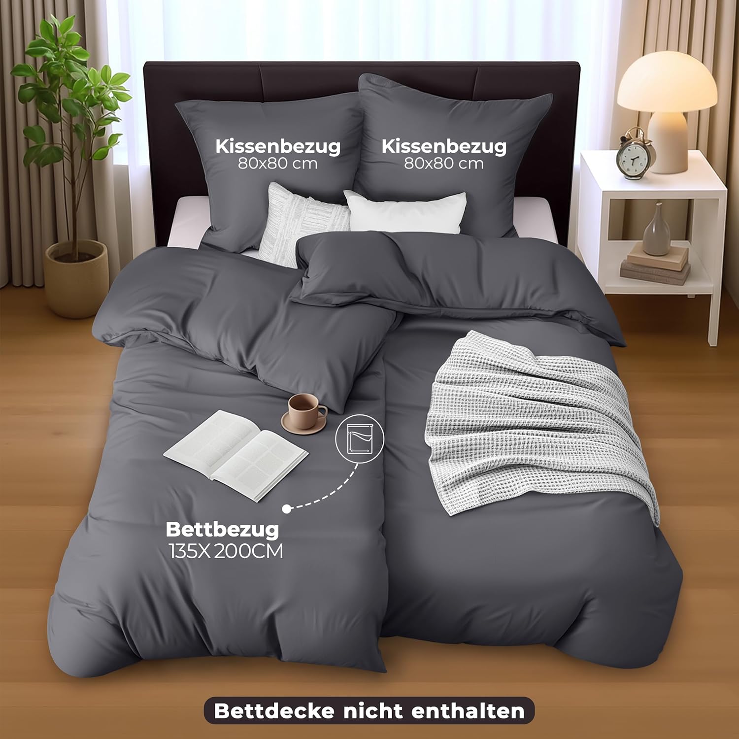 Thumbnail 1 de Utopia Bedding Bettwäsche 135x200 4tlg Grau