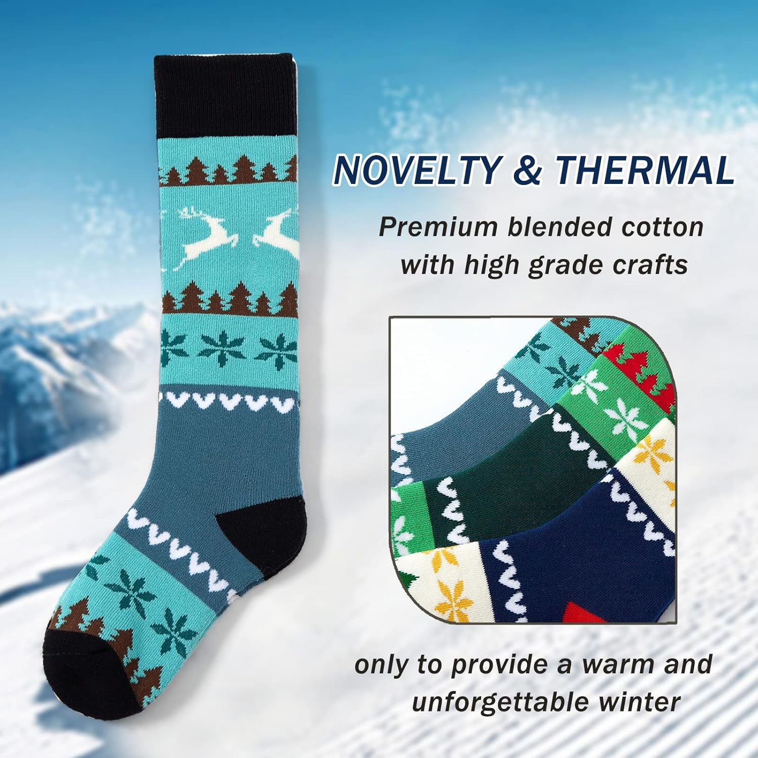 Thumbnail 1 de Aisyee Kinder-Wintersocken & Skisocken Set (3 Paar) – warme lange Thermosocken für Jungen
