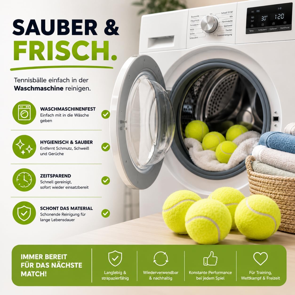 Detalle de TK Gruppe Timo Klingler Tennisbälle – Trainingsbälle (neongelb) mit Mesh-Tragetasche