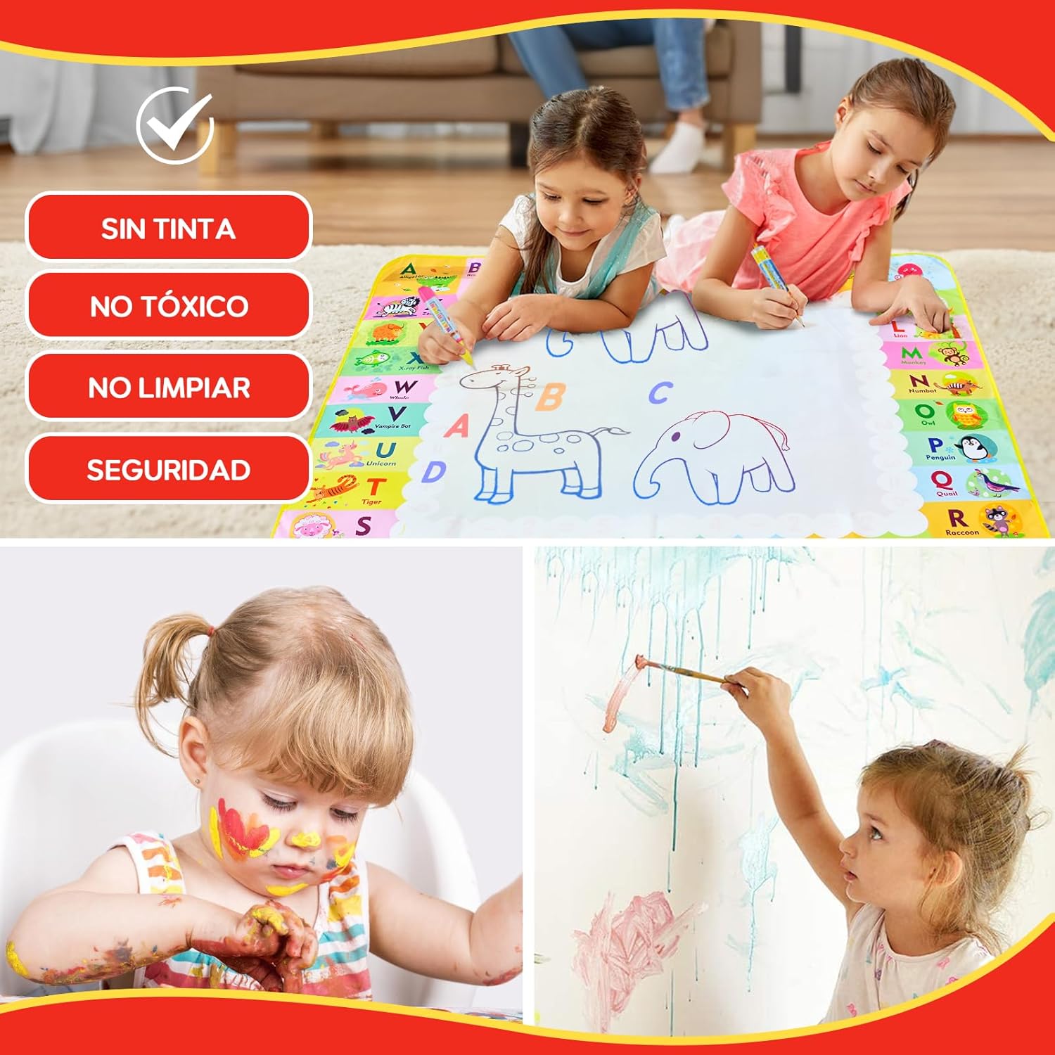 Thumbnail 1 de Alfombra mágica de agua eisaro 120x90 cm: juego educativo sin manchas para niños de 2 a 6 años