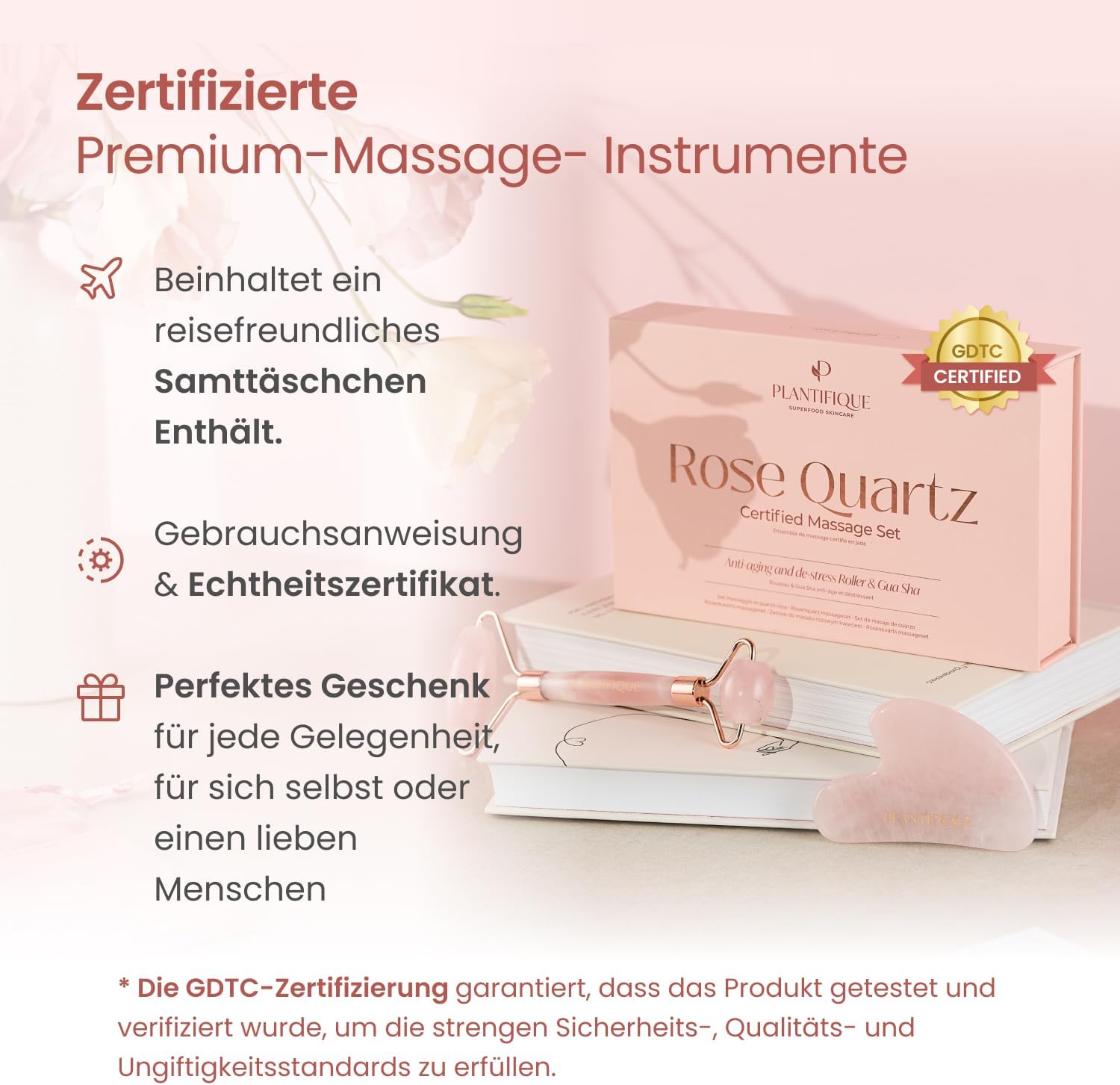 Thumbnail 5 de PLANTIFIQUE Rosenquarz Face Roller & Gua Sha Set für Gesichtsmassage