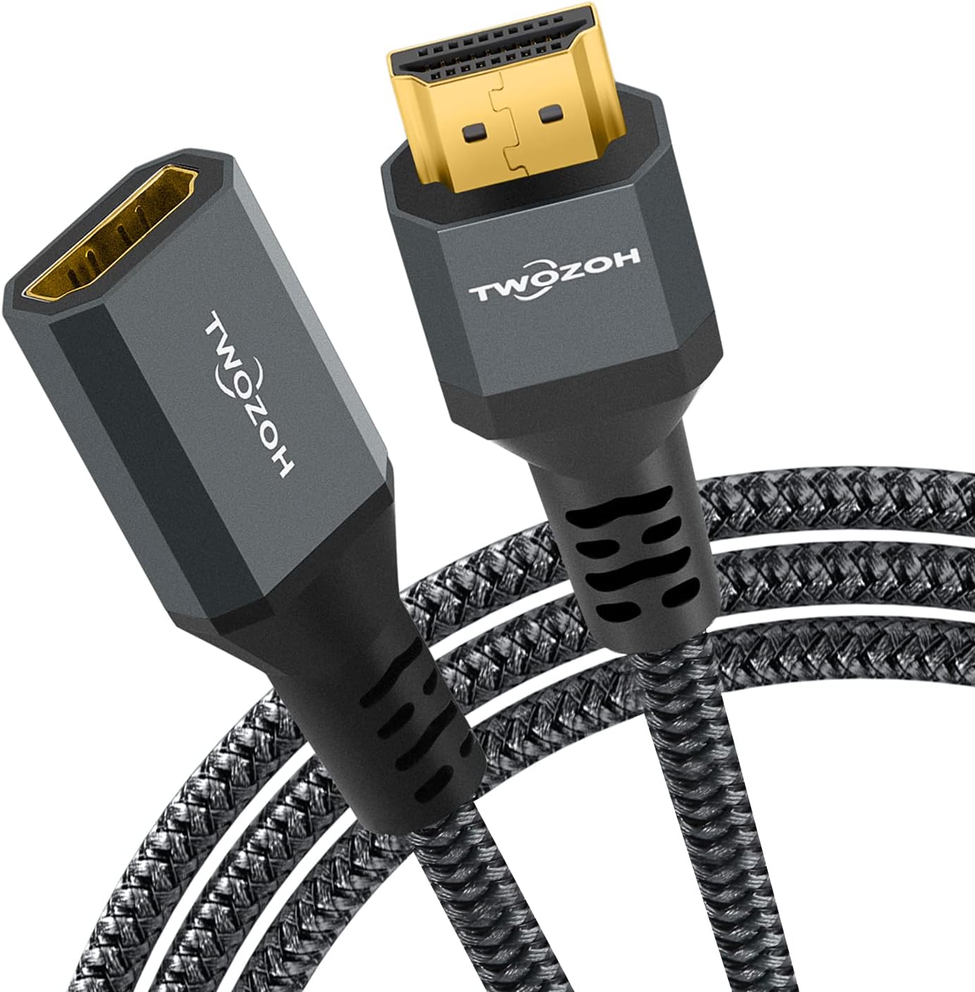 Detalle 2 de Twozoh HDMI Extension Cable 8K/4K 2.1 0,3 m – Prolunga robusta, 48 Gbps, nylon intrecciato