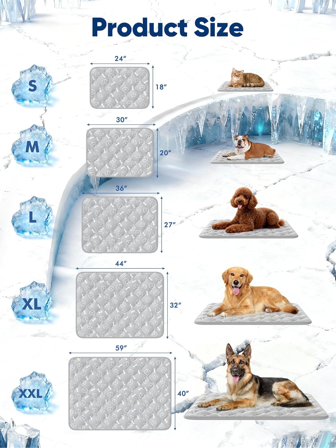 Thumbnail 6 de Rywell Dog Cooling Mat Large (110 × 80 cm): Thicker, Non-Slip, Colour-Changing Arc-Chill Comfort for Summer