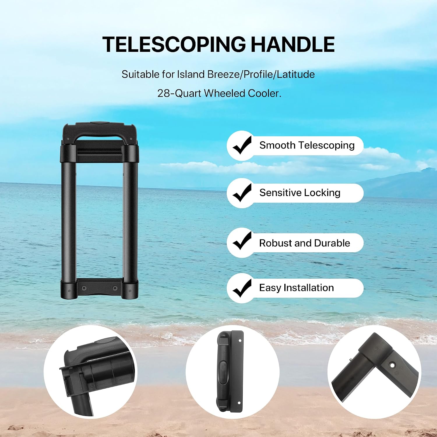 Detalle 1 de LBB-Parts クーラーボックス用伸縮交換ハンドル Igloo Island Breeze 28〜54QT対応