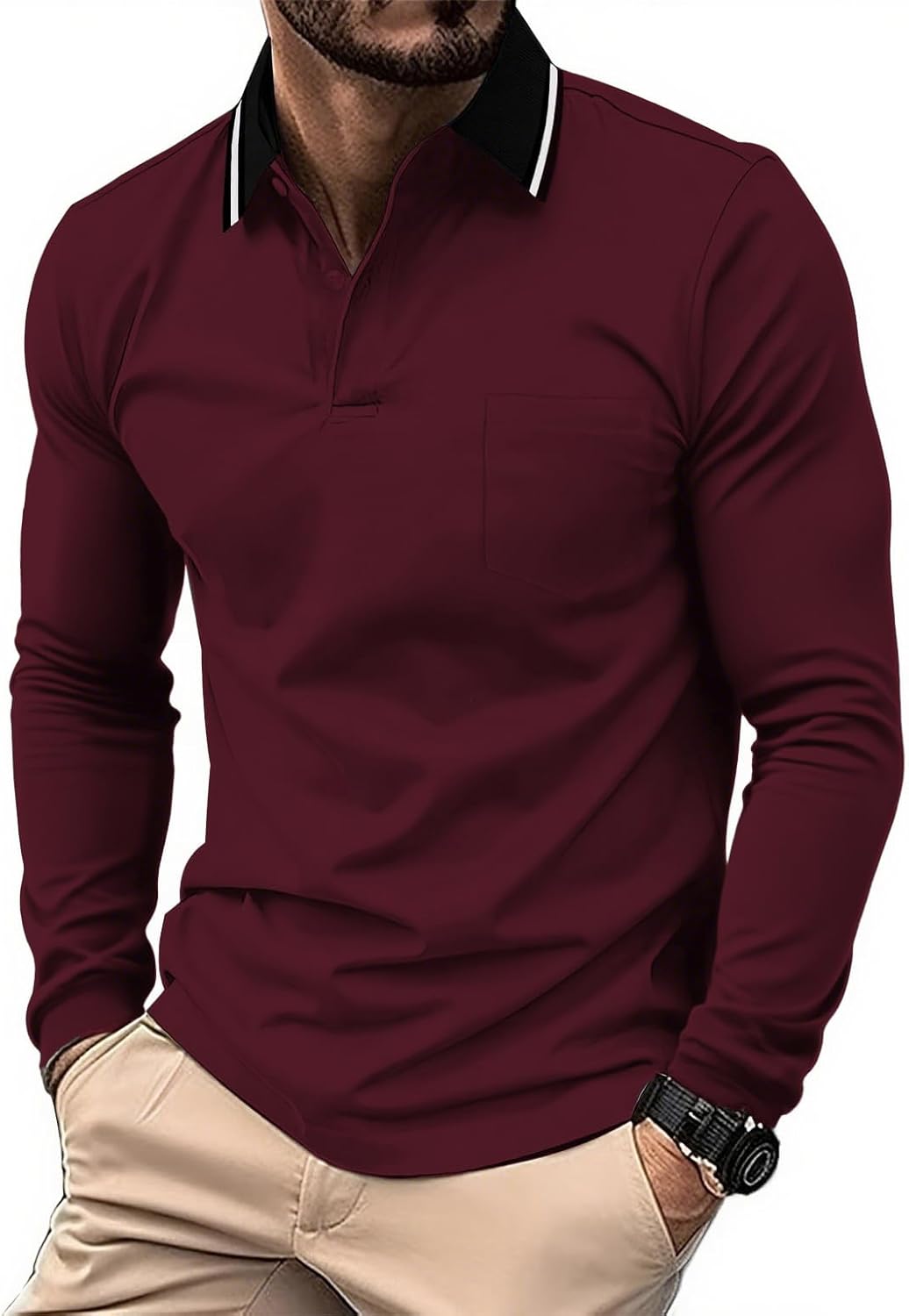Thumbnail 1 de JACKETOWN Polo Uomo Manica Lunga – Pack da 3 Polo Golf Traspirante con Taschino