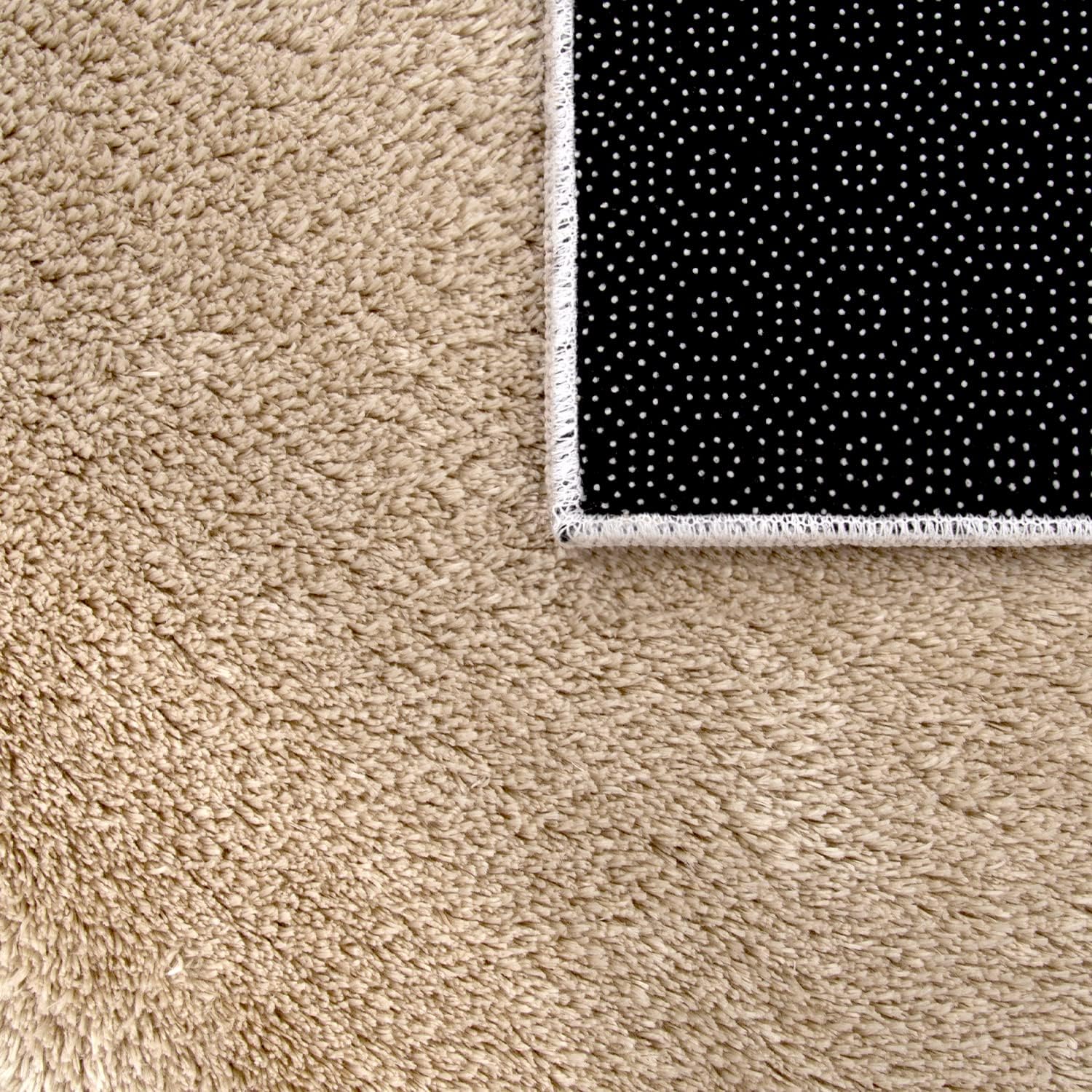 Detalle de TT Home Kurzflor Kinderteppich rund, waschbar & rutschfest – 160 cm Dunkelbeige