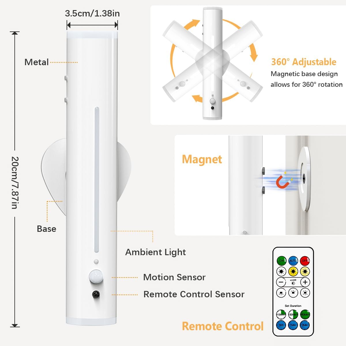 Thumbnail 4 de Bravzurg Motion Sensor Rechargeable Wall Lights (Indoor) – 3000mAh, Magnetic & USB-C Rechargeable